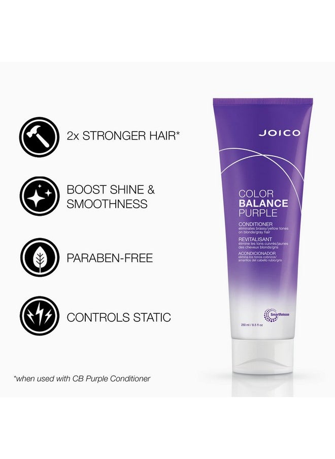 Joico Color Balance Purple Shampoo & Conditioner Set | Eliminate Brassy and Yellow tones | For Cool Blonde or Gray Hair