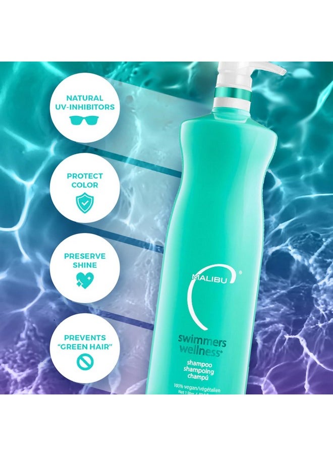 Malibu C Swimmers Wellness Shampoo and Conditioner Set - Restorative Hair Care for Swimmers - Protects Against Chlorine Damage & Combats Brittle Hair (33.8 oz)