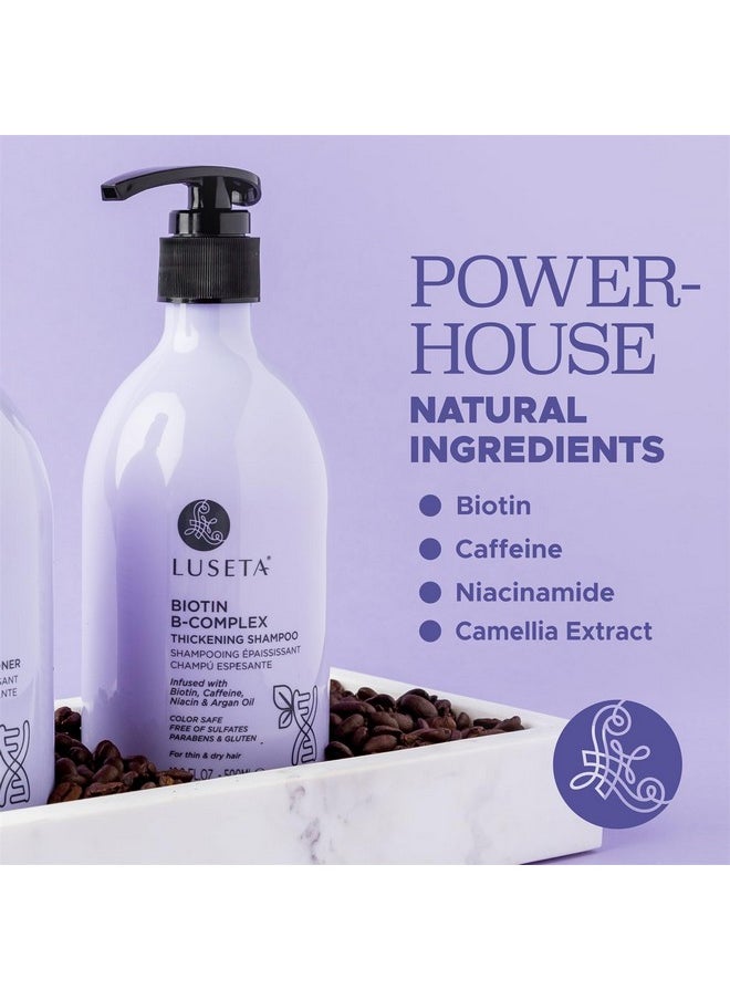 Luseta Biotin B-Complex Thickening Shampoo for Hair Growth and Strengthener - Hair Loss Treatment for Thinning Hair With Biotin Caffein and Argan Oil for Men & Women - All Hair Types 16.9oz