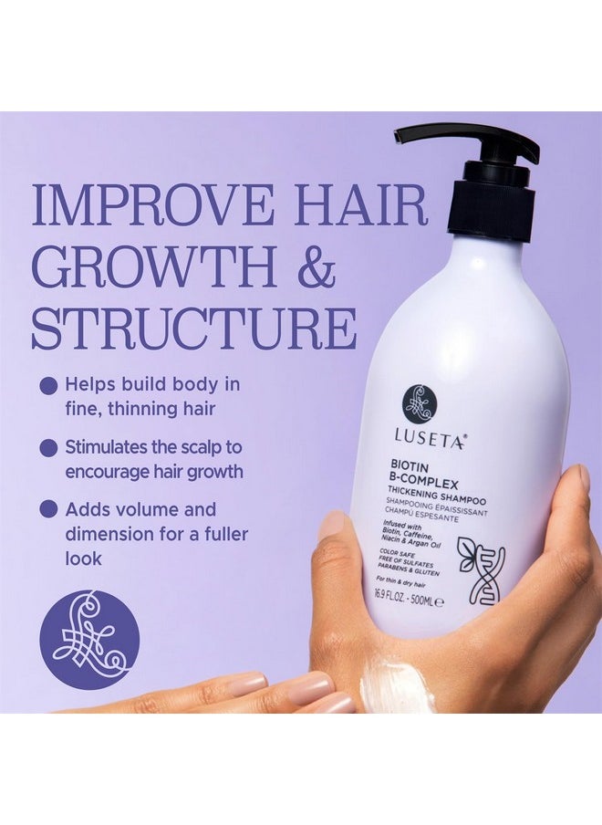 Luseta Biotin B-Complex Thickening Shampoo for Hair Growth and Strengthener - Hair Loss Treatment for Thinning Hair With Biotin Caffein and Argan Oil for Men & Women - All Hair Types 16.9oz