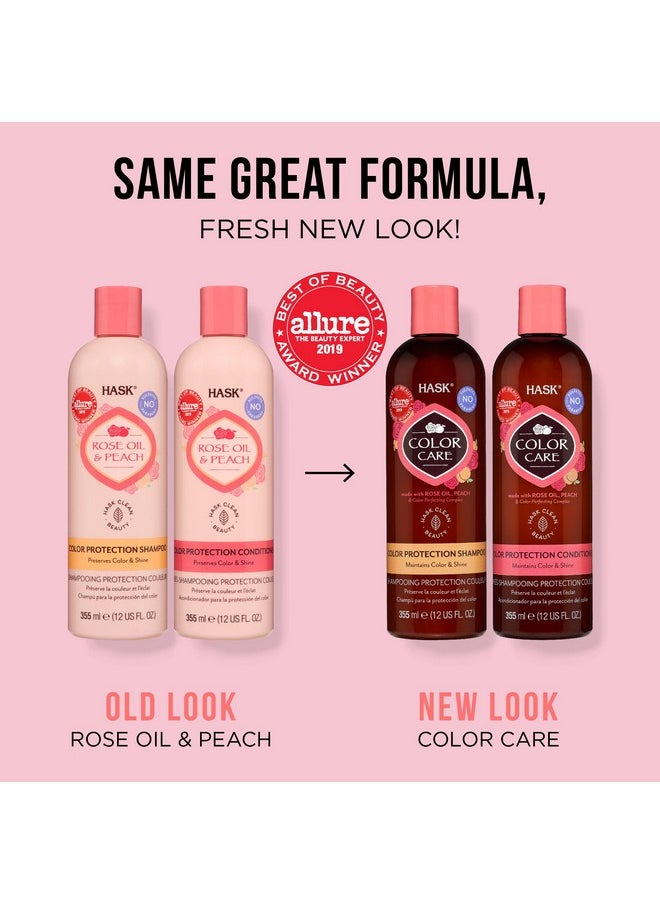 HASK ROSE OIL + PEACH Shampoo and Conditioner Set - Color Protecting for All Hair Types, Sulfate-Free, Paraben-Free, Cruelty-Free - 1 Shampoo and 1 Conditioner