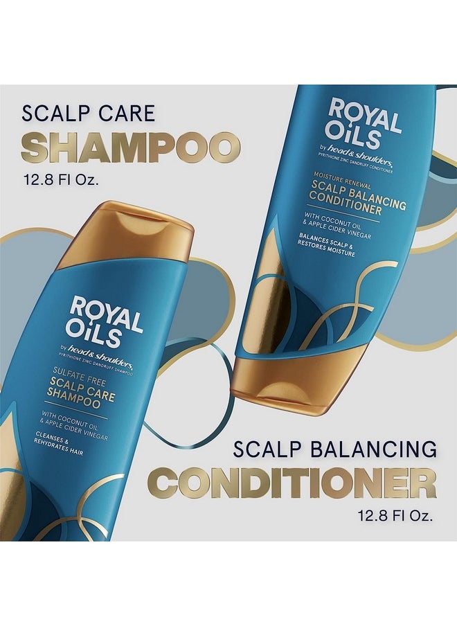 Head & Shoulders Royal Oils Shampoo and Conditioner Set, Includes Anti-Dandruff Scalp Care Shampoo (12.8 Fl Oz.) & Moisture Renewal Scalp Balancing Conditioner, Hair Treatment for Curly & Coily Hair