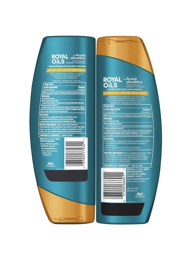 Head & Shoulders Royal Oils Shampoo and Conditioner Set, Includes Anti-Dandruff Scalp Care Shampoo (12.8 Fl Oz.) & Moisture Renewal Scalp Balancing Conditioner, Hair Treatment for Curly & Coily Hair