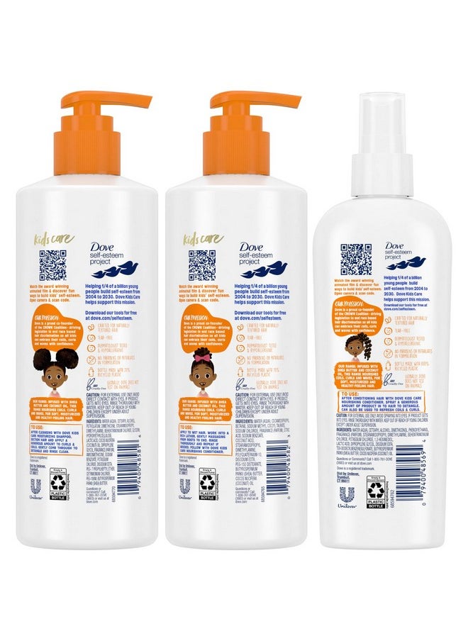 Dove Shampoo and Conditioner Set + Detangler Spray for Kids - Kids Hair Love Collection, Shampoo and Conditioner, Curly and Wavy Hair Products (3 Piece Set)