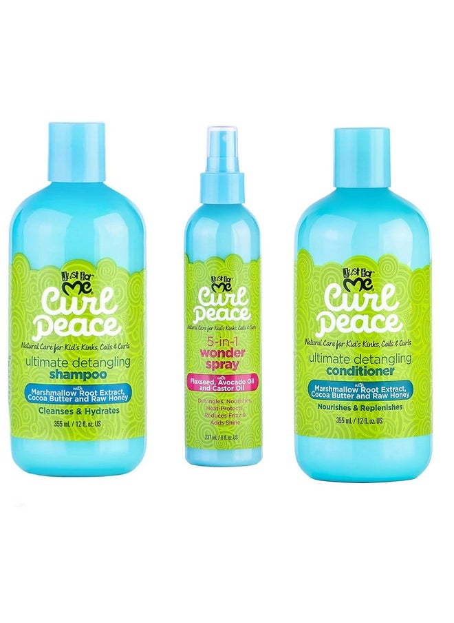 Just For Me Kids Curl Peace Hair Products Combo (SHAMPOO, CONDITIONER & WONDER SPRAY)