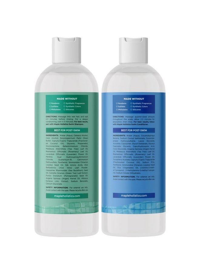 After Swim Shampoo and Conditioner Set - Chlorine Shampoo and Conditioner for Swimmers with Tea Tree and Rosemary Oil - Clarifying Shampoo for Hard Water Chlorine and Saltwater with Replenishing Oils