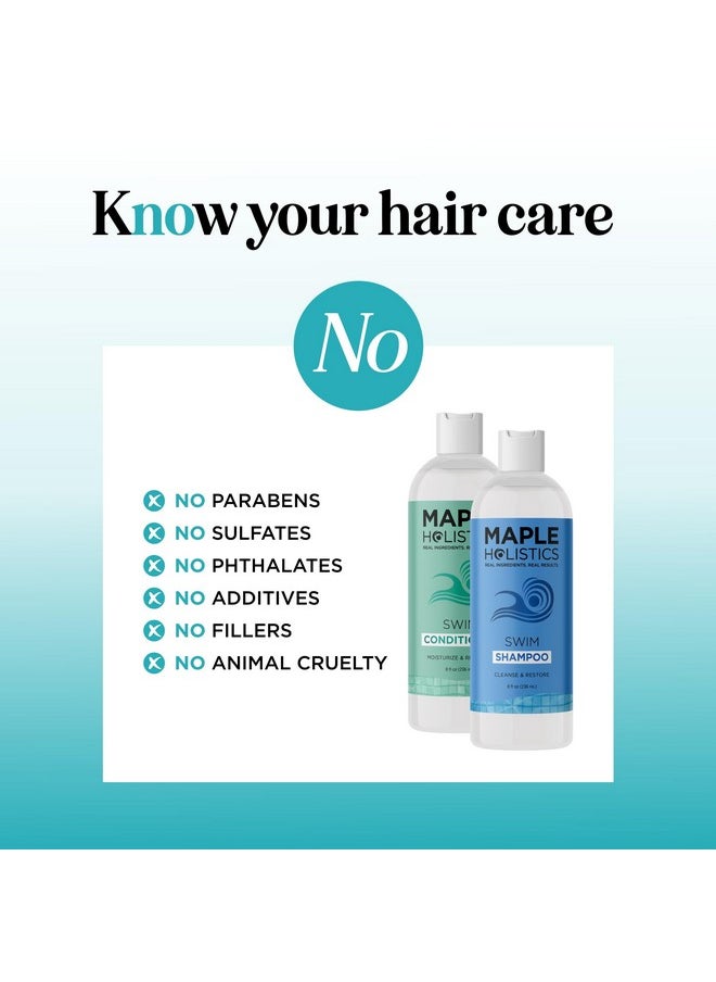 After Swim Shampoo and Conditioner Set - Chlorine Shampoo and Conditioner for Swimmers with Tea Tree and Rosemary Oil - Clarifying Shampoo for Hard Water Chlorine and Saltwater with Replenishing Oils