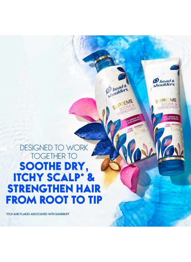 Head & Shoulders Supreme Sulfate Free Shampoo and Conditioner Set for Dry Scalp and Dandruff Treatment, Soothe and Strengthen with Argan Oil and Rose Essence, 21.2 Fl Oz