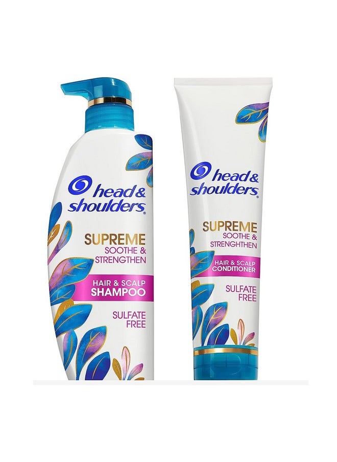 Head & Shoulders Supreme Sulfate Free Shampoo and Conditioner Set for Dry Scalp and Dandruff Treatment, Soothe and Strengthen with Argan Oil and Rose Essence, 21.2 Fl Oz