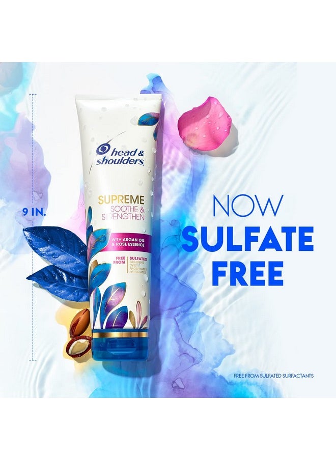 Head & Shoulders Supreme Sulfate Free Shampoo and Conditioner Set for Dry Scalp and Dandruff Treatment, Soothe and Strengthen with Argan Oil and Rose Essence, 21.2 Fl Oz