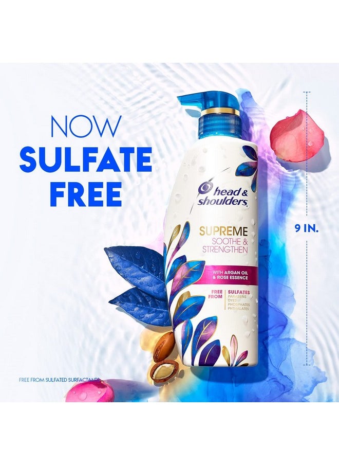Head & Shoulders Supreme Sulfate Free Shampoo and Conditioner Set for Dry Scalp and Dandruff Treatment, Soothe and Strengthen with Argan Oil and Rose Essence, 21.2 Fl Oz