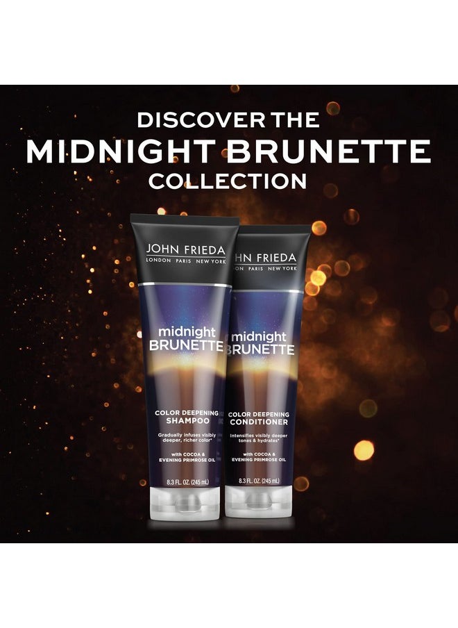 John Frieda Midnight Brunette Visibly Deeper Shampoo and Conditioner Set with Evening Primrose Oil and Cocoa for Color-Treated Hair (8.3 oz, Pack of 2)