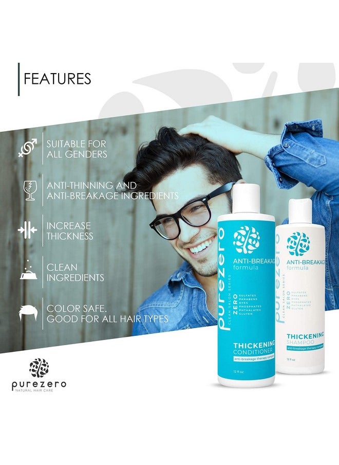 Purezero Anti-Breakage & Thickening Shampoo Conditioner set, For Hair Loss & Hair Thinning, With Biotin, Vitamin C, Caffeine and Saw Palmetto, 100% Vegan & Cruelty Free, Color Safe, 24 ounces