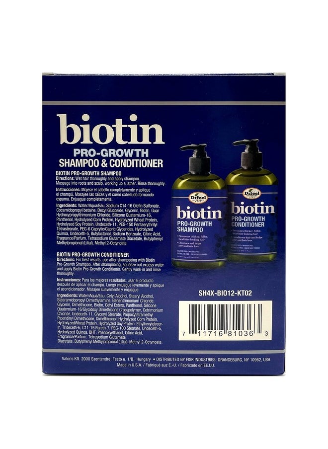 Difeel Pro-Growth Biotin Shampoo & Conditioner 2-PC Gift Set - Shampoo and Conditioner for Thinning Hair and Hair Loss, Paraben Free Shampoo & Conditioner