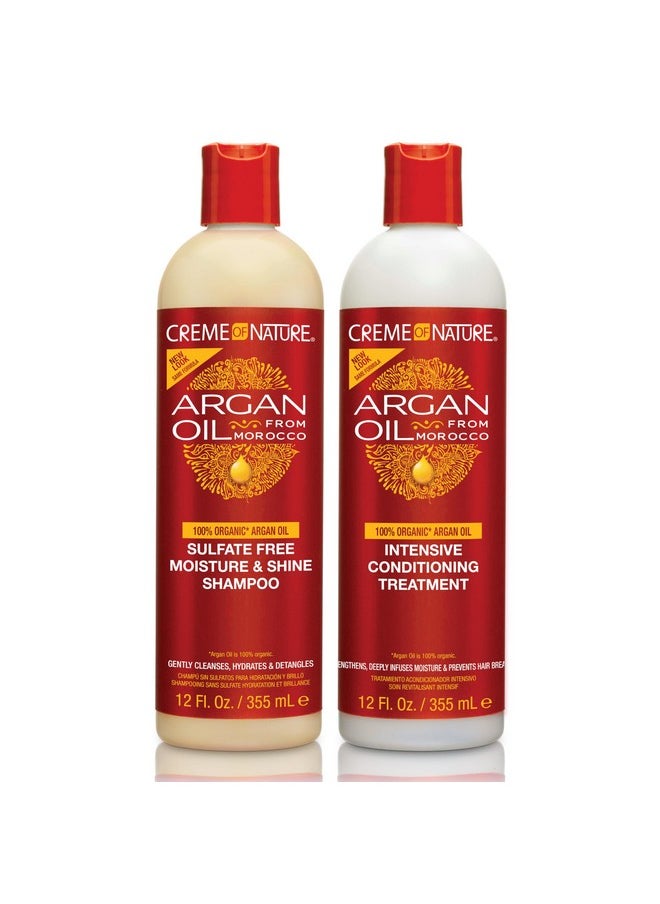 Creme of Nature Creme of Nature® Argan Oil from Morocco Sulfate-Free Moisture & Shine Shampoo and Intensive Conditioning Treatment Amazon Bundle, 2 count