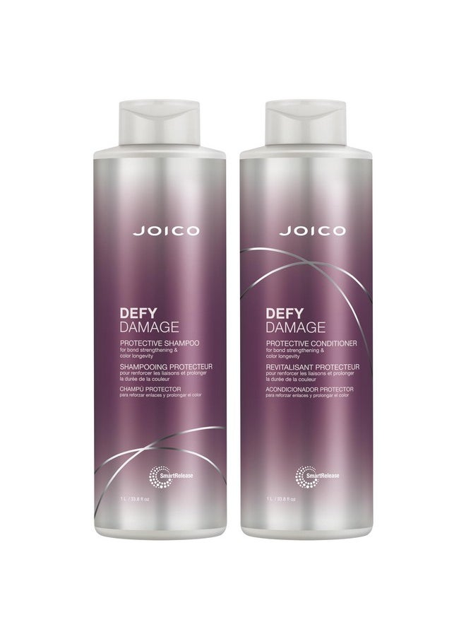 Joico Defy Damage Protective Shampoo & Conditioner Set | Preserve Hair Color | For Bond Strengthening & Color Longevity
