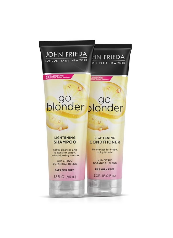 John Frieda Sheer Blonde Go Blonder Shampoo and Conditioner Set for Blonde Hair, Lightening Shampoo and Conditioner with Citrus and Chamomile, featuring our BlondMend Technology, 8.3 oz (2 Pack)