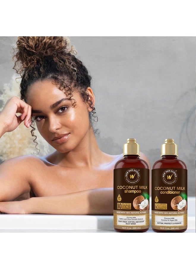 WOW Skin Science Coconut Milk Shampoo and Conditioner Set - Shampoo & Conditioner for Curly Hair - Paraben Sulfate Free - 33.82 Fl Oz
