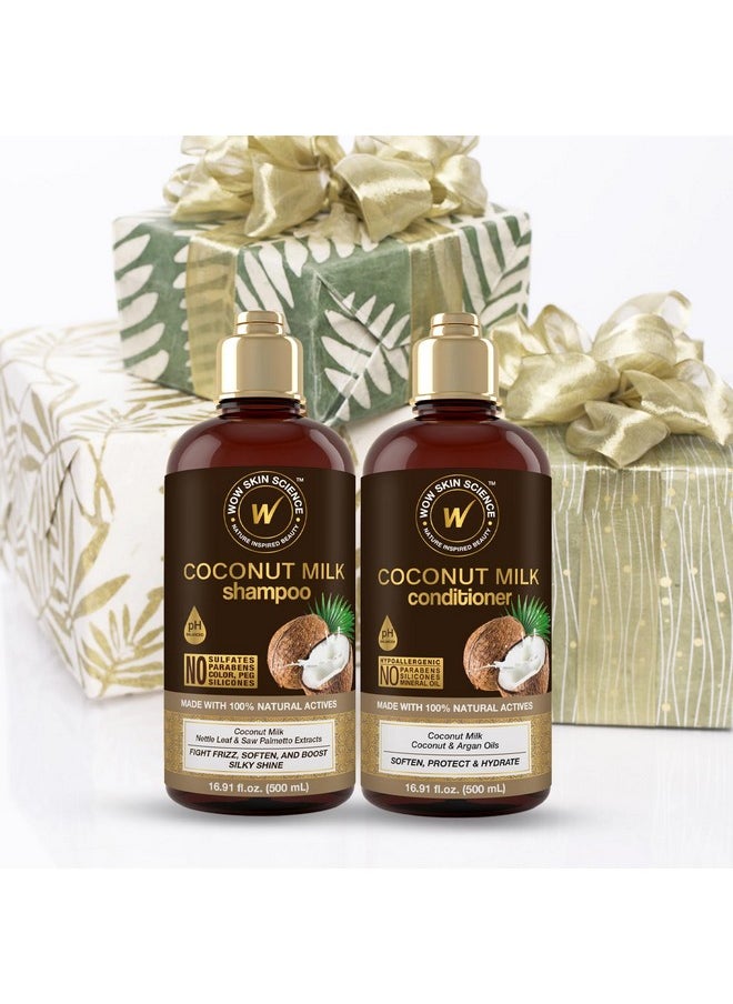WOW Skin Science Coconut Milk Shampoo and Conditioner Set - Shampoo & Conditioner for Curly Hair - Paraben Sulfate Free - 33.82 Fl Oz