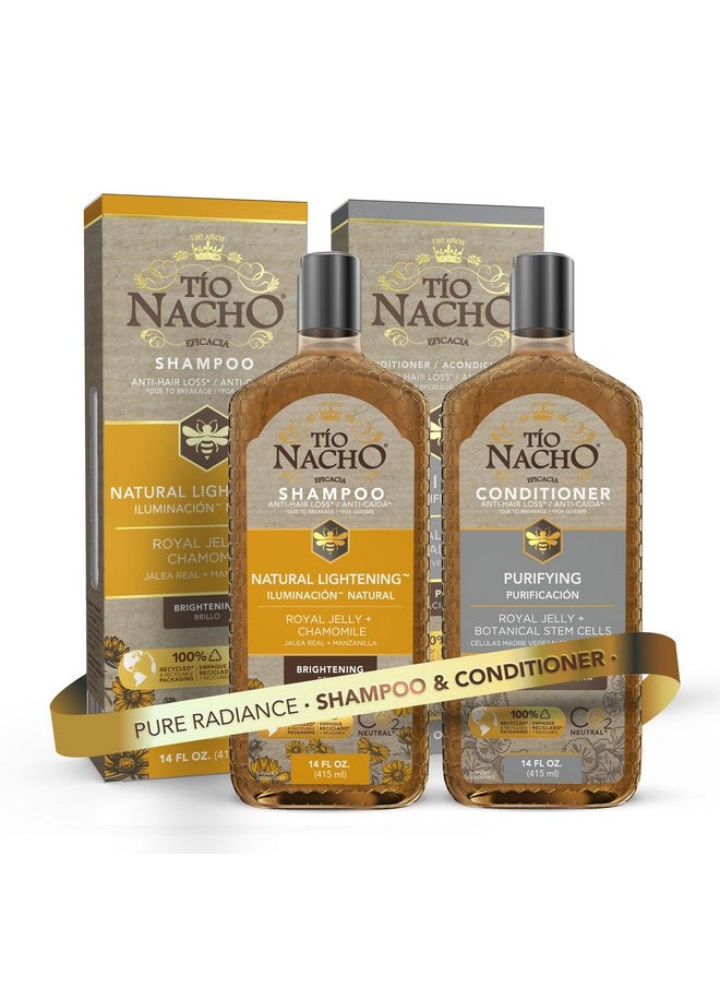 Tio Nacho Shampoo & Conditioner Set - Natural Lightening Shampoo with Royal Jelly & Chamomile + Purifying Conditioner with Botanical Stem Cells, Enhances Volume & Shine, 14 oz Each