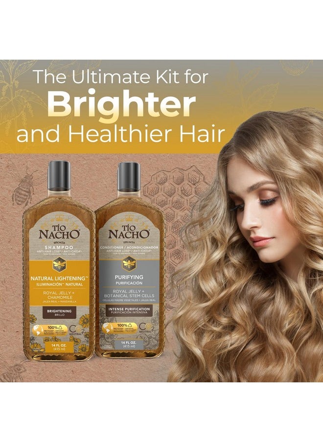 Tio Nacho Shampoo & Conditioner Set - Natural Lightening Shampoo with Royal Jelly & Chamomile + Purifying Conditioner with Botanical Stem Cells, Enhances Volume & Shine, 14 oz Each