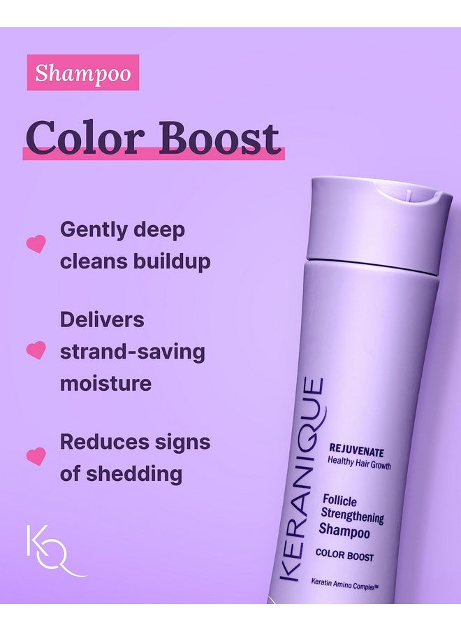 Keranique Color Treated Shampoo and Conditioner Set with Hair Thickening Spray - Keratin Enriched Color Boost Set w/Shampoo & Conditioner and Lift & Repair Spray for Women w/Fine, Thin, Colored Hair