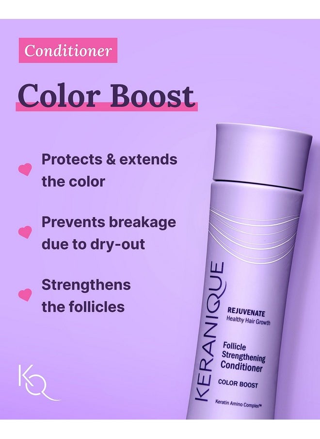 Keranique Color Treated Shampoo and Conditioner Set with Hair Thickening Spray - Keratin Enriched Color Boost Set w/Shampoo & Conditioner and Lift & Repair Spray for Women w/Fine, Thin, Colored Hair