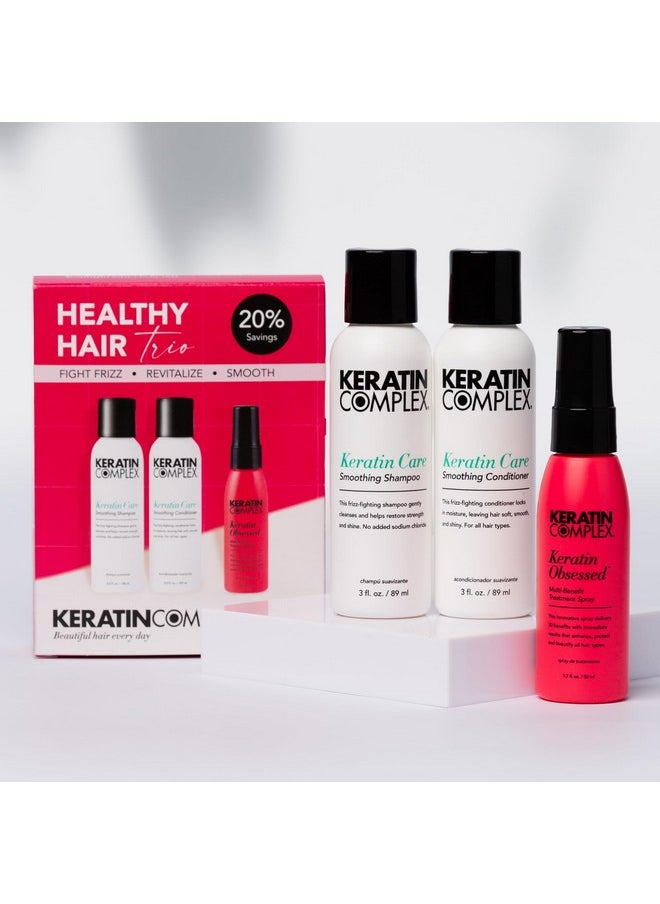 Keratin Complex - Healthy Hair Trio - Keratin Care Shampoo & Conditioner, 3.4 fl oz & Keratin Obsessed Multi-Benefit Treatment Spray, 1.7 fl oz
