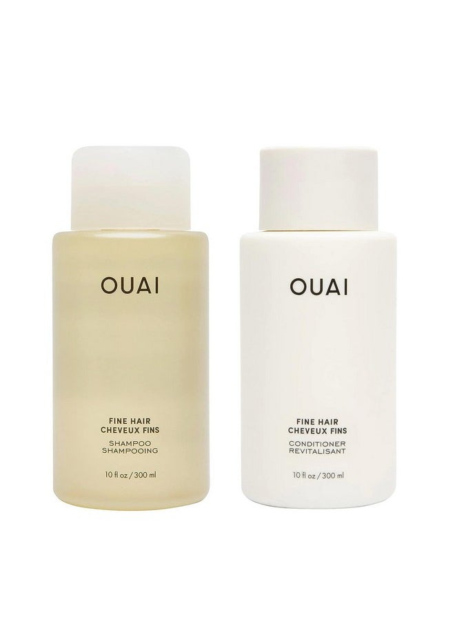 OUAI Fine Shampoo and Conditioner Set - Sulfate Free Shampoo and Conditioner for Fine Hair - Made with Keratin, Marshmallow Root, Shea Butter & Avocado Oil - Free of Parabens & Phthalates (10 Fl Oz)