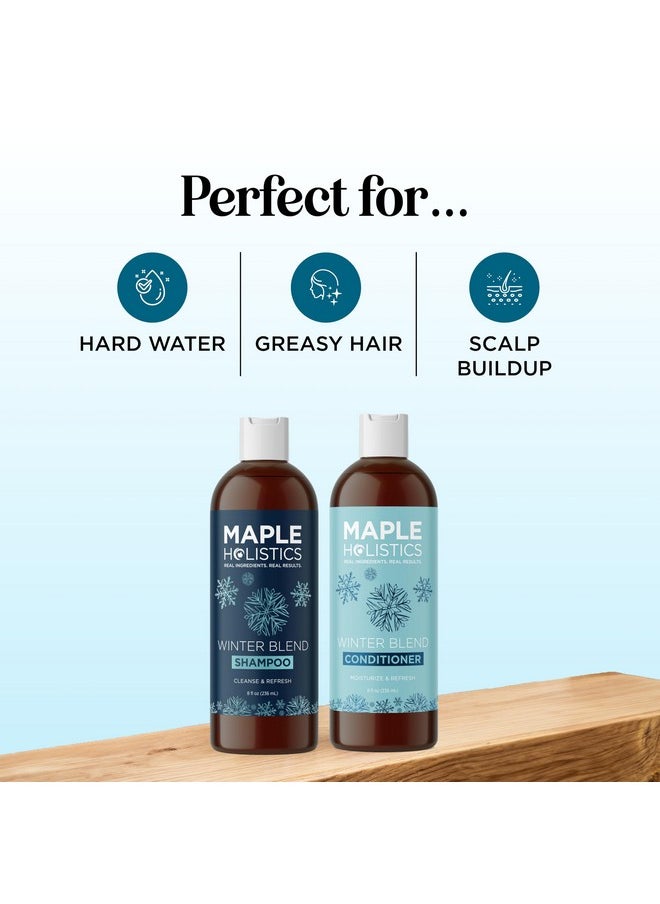Sulfate Free Hard Water Shampoo and Conditioner - Hard Water Hair Treatments of Product and Minerals with Five Mint Essential Oils for Replenishing Hydration and Hair Shine - Paraben & Cruelty Free
