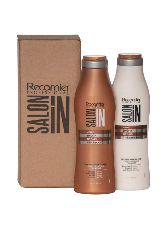 Recamier Saloon In Hydra Repair Shampoo & Conditioner Set Dry And Damaged Hair | SalonIn Cabello Secos Y Dañados Hidrata Nutre Y Repara Instantáneamente Kit 10.1Oz-300ml