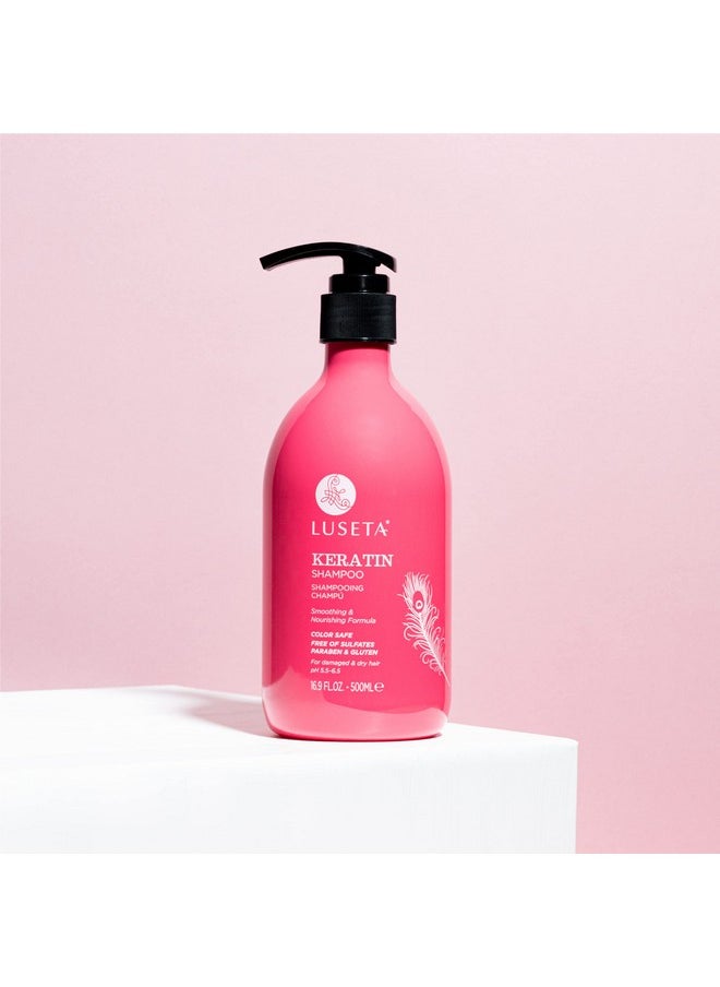 Luseta Keratin Shampoo for Dry Damaged Hair, Smoothing & Nourishing for Color Treated Hair 16.9 Oz