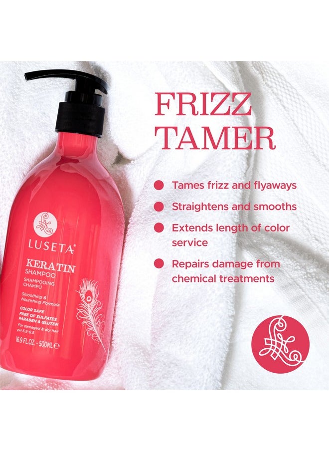 Luseta Keratin Shampoo for Dry Damaged Hair, Smoothing & Nourishing for Color Treated Hair 16.9 Oz