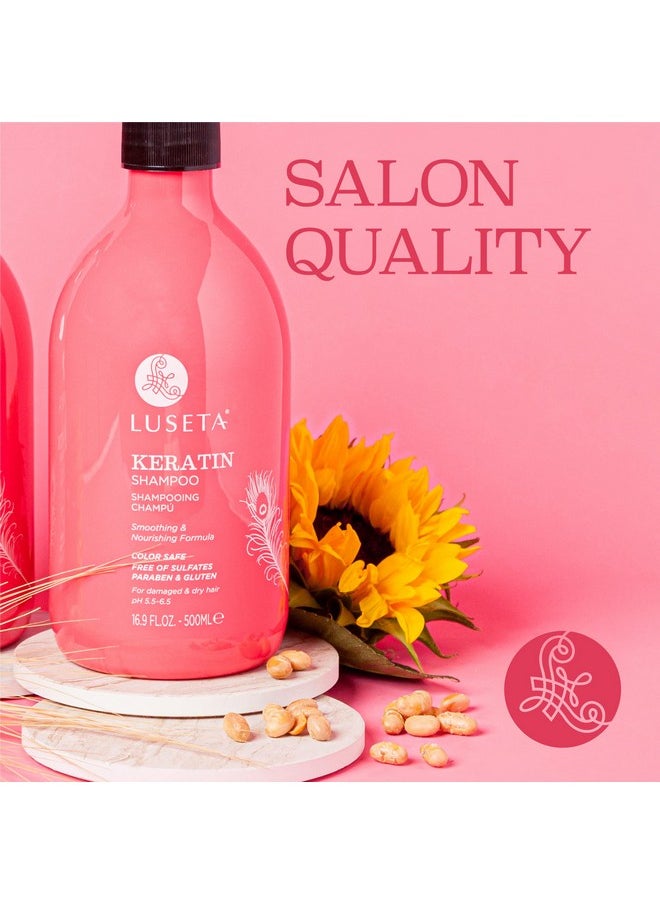 Luseta Keratin Shampoo for Dry Damaged Hair, Smoothing & Nourishing for Color Treated Hair 16.9 Oz