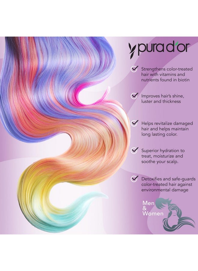 PURA D'OR Purple Shampoo & Conditioner (16oz x 2) ColorHarmony Biotin Set For Bleached, Blonde, Silver & Color Treated Hair - Keratin, Bamboo Fiber, No Sulfates - Men & Women
