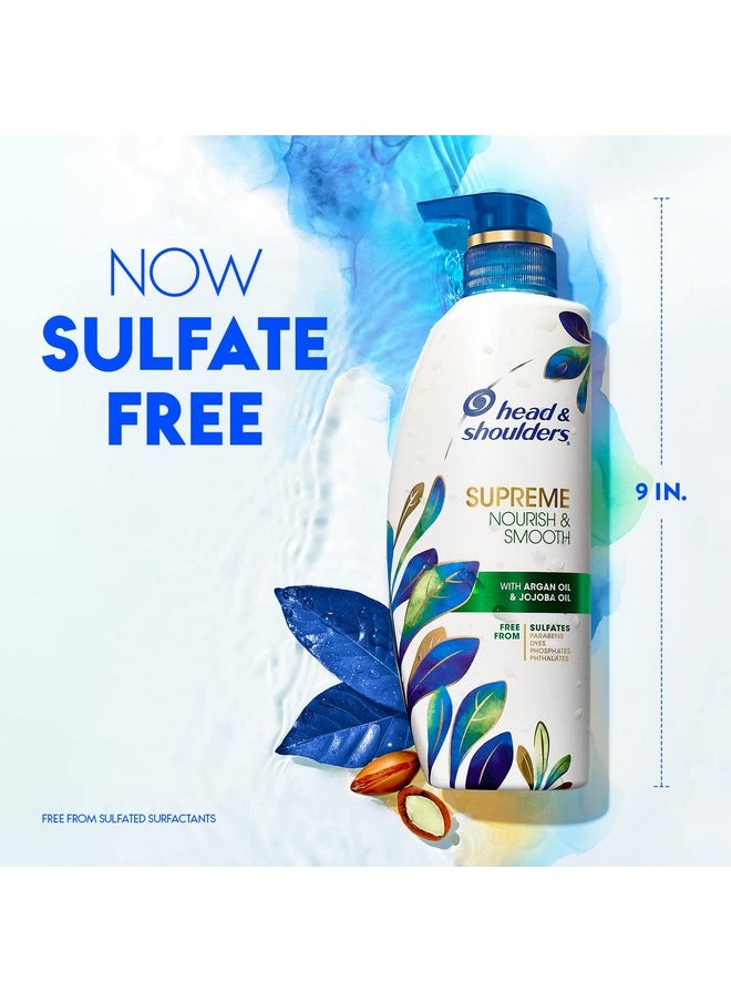 Head & Shoulders Supreme Anti Dandruff Shampoo and Conditioner Set, Sulfate Free, Argan & Jojoba Oil, For Dry Scalp, Nourishes & Smooths, Safe for Color Treated Hair, 11.8 & 9.4 Fl Oz