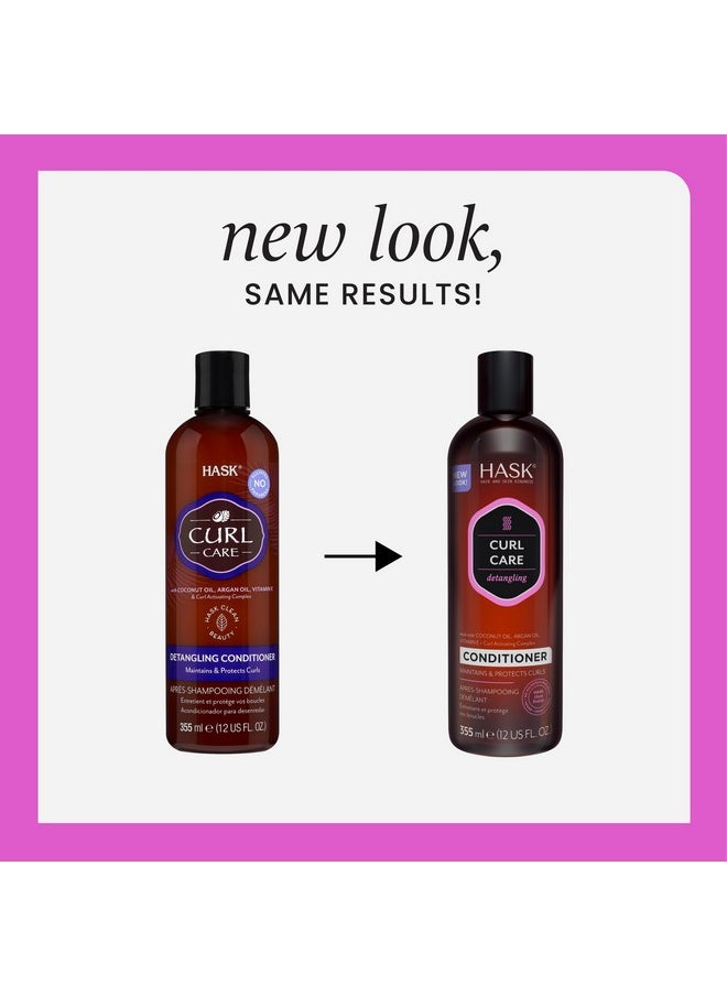 HASK CURL CARE Shampoo + Conditioner Set Coconut and Argan Oil, for Curly Hair Types, Vegan, Color Safe, Gluten-Free, Sulfate-Free, Paraben-Free, Cruelty-Free - 1 Shampoo and 1 Conditioner