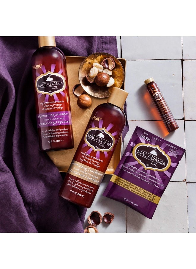HASK MACADAMIA OIL Moisturizing Shampoo + Conditioner Set for All Hair Types, Color Safe, Gluten-Free, Sulfate-Free, Paraben-Free, Cruelty-Free - 1 Shampoo and 1 Conditioner