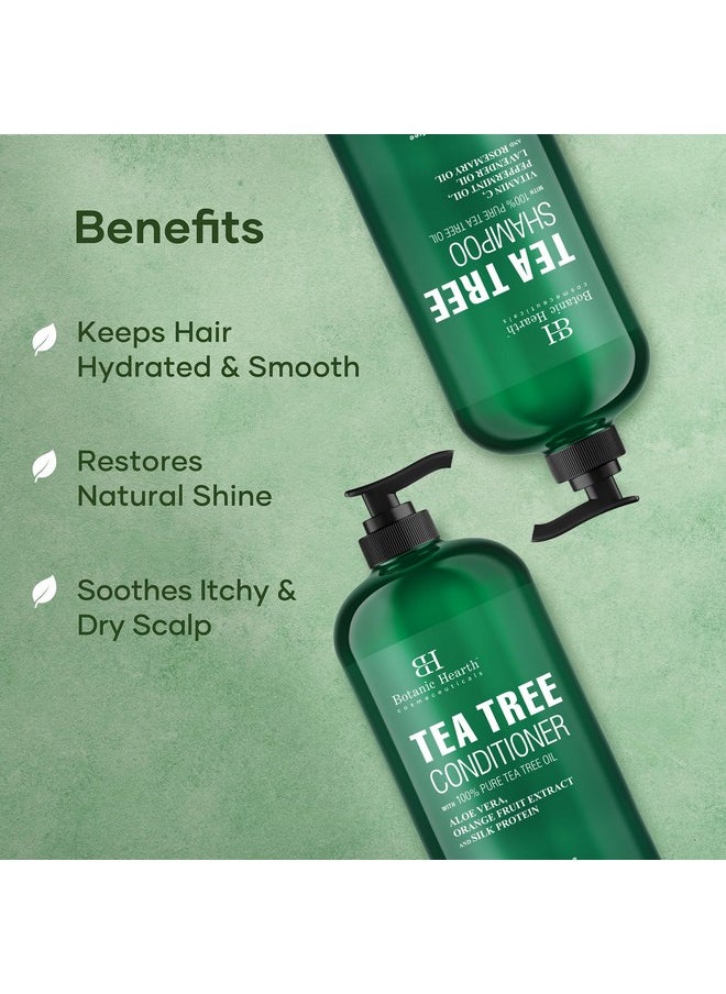 Botanic Hearth Shampoo and Conditioner Set - with 100% Pure Tea Tree Oil, for Itchy and Dry Scalp, Sulfate/Paraben Free - for Men and Women - 16 fl oz each