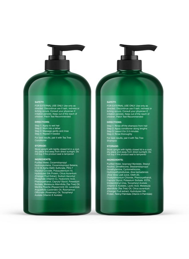 Botanic Hearth Shampoo and Conditioner Set - with 100% Pure Tea Tree Oil, for Itchy and Dry Scalp, Sulfate/Paraben Free - for Men and Women - 16 fl oz each