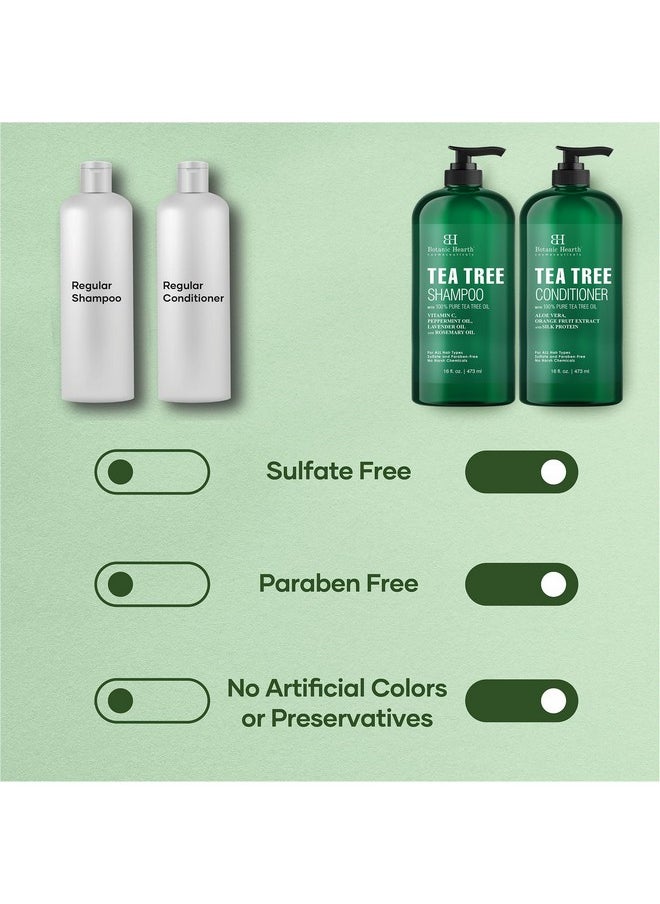Botanic Hearth Shampoo and Conditioner Set - with 100% Pure Tea Tree Oil, for Itchy and Dry Scalp, Sulfate/Paraben Free - for Men and Women - 16 fl oz each