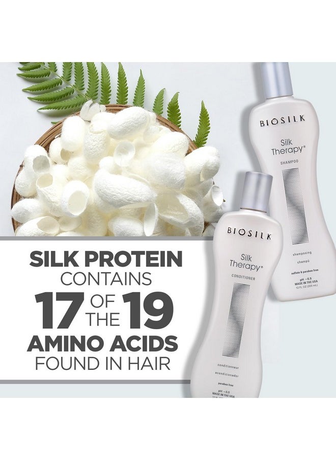BioSilk Silk Therapy Duo Set Shampoo & Conditioner, Gentle Cleansing Haircare For Amazing Shine, Sulfate, Paraben, & Cruelty-Free, 12 Oz (Pack of 2)