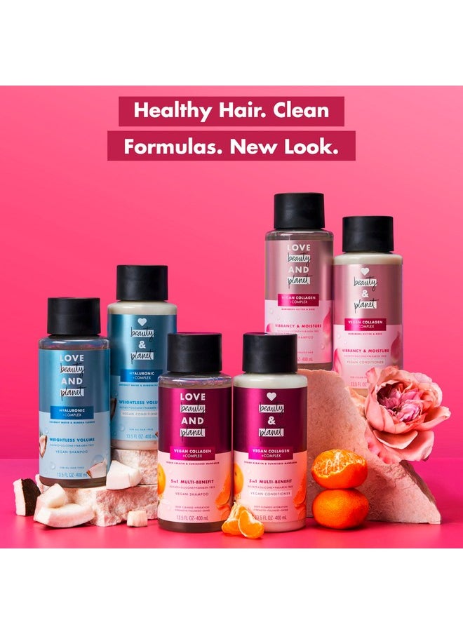 Love Beauty and Planet Shampoo & Conditioner Murumuru Butter & Rose 2 Count for Color-Treated Hair Shampoo and Conditioner Silicone Free, Paraben Free and Vegan 13.5 oz