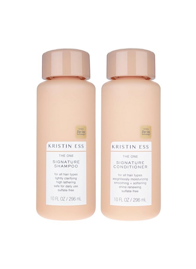 Kristin Ess Signature Salon Sulfate Free Shampoo Conditioner Set for Moisture, Softness + Shine - Anti Frizz - Vegan + Color Safe - Clarify, Hydrate + Repair Oily, Dry, Fine, Curly, Coily + Thick Hair