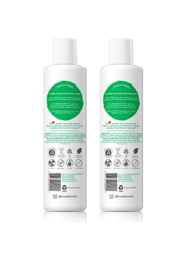 Fresh Monster 2-in-1 Kids Shampoo & Conditioner, Toxin-Free, Hypoallergenic, Tear-free Shampoo & Conditioner for Kids, Watermelon (2 Pack, 8.5oz/each)