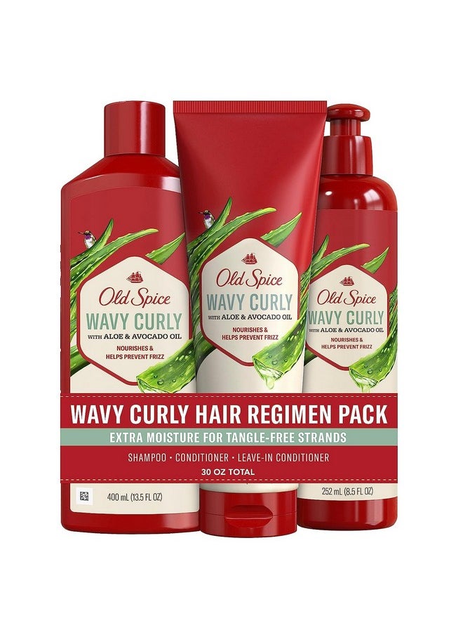 Old Spice Shampoo, Conditioner and Leave-in Conditioner Set for Men, Wavy Curly Hair Regimen Bundle