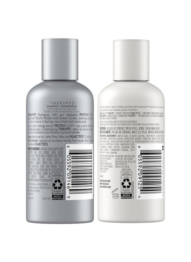 Nexxus Therappe Shampoo and Humectress Conditioner, Travel-Size - Ultimate Moisture for Dry Hair with Elastin Protein and Green Caviar, 3 Oz Ea