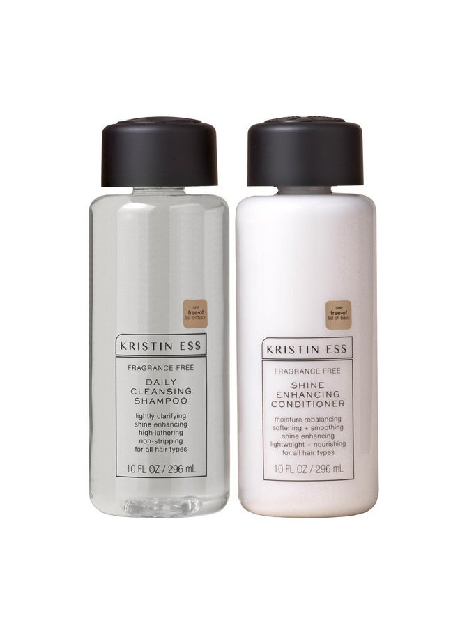 Kristin Ess Hair Fragrance Free Shampoo and Conditioner Set | Sulfate Free and Color Safe Shampoo and Conditioner | Hydrating + Moisturizing | Vegan | Cruelty Free - 10 oz