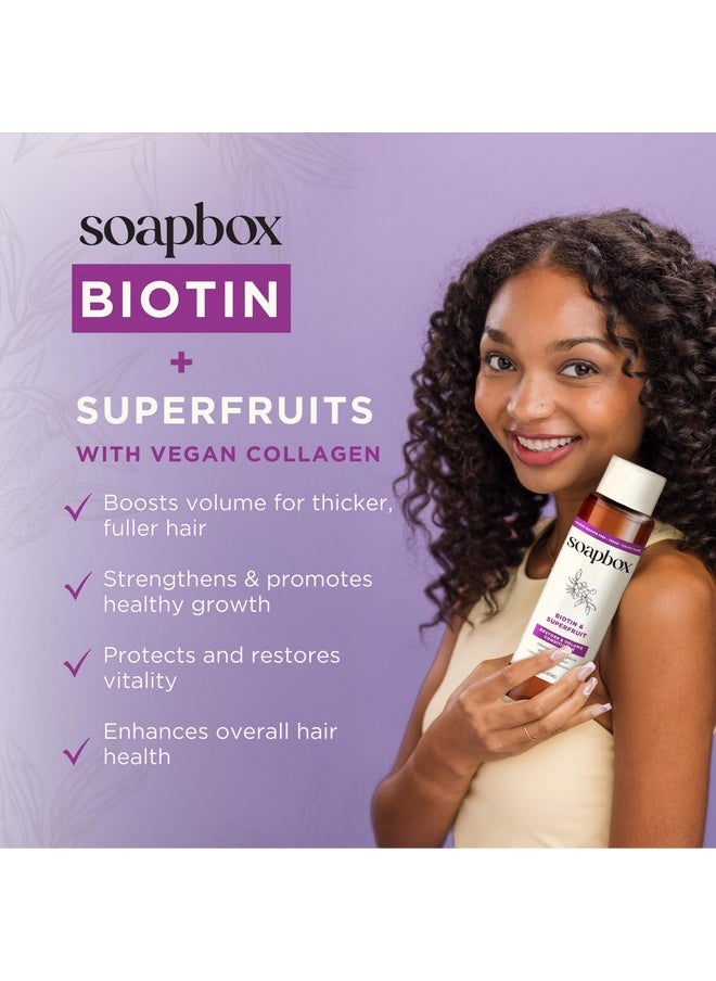 Soapbox Biotin & Superfruit Shampoo & Conditioner Set with Vegan Collagen, Aloe and Shea Butter, Pack of 2 Sulfate Free, Paraben Free, Silicone Free, Color Safe and Vegan Hair Products, 16 Ounces Each