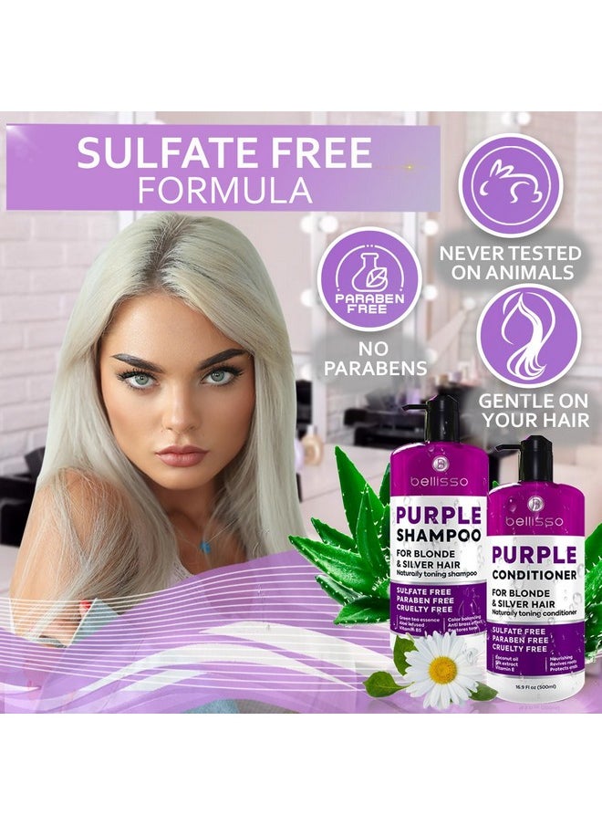 Purple Shampoo and Conditioner Set for Platinum Blonde, Silver, Light, Bleached and Grey Hair - Sulfate and Paraben Free Professional Salon Grade Toner (2 x 16.9 fl oz) - for Women and Men